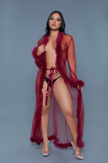 Plus Size Marabou Feather Robe - Plus Size XL-4XL - View 7