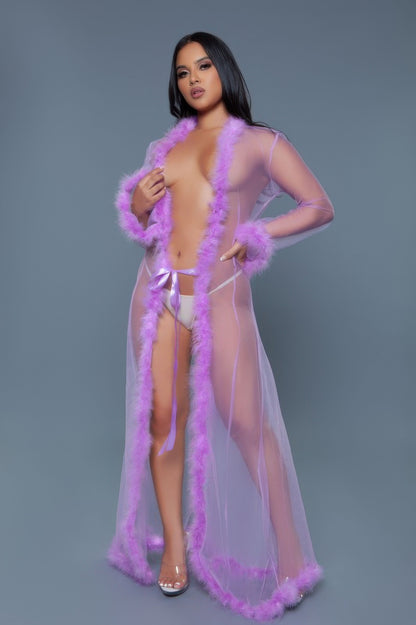 Plus Size Marabou Feather Robe - Plus Size XL-4XL - View 9