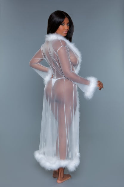 Plus Size Marabou Feather Robe - Plus Size XL-4XL - View 12