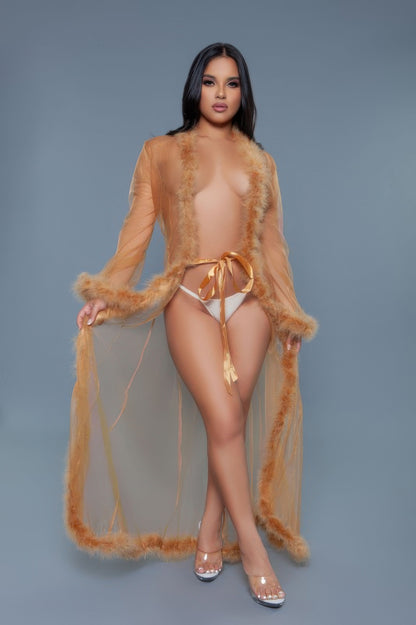 Plus Size Marabou Feather Robe - Plus Size XL-4XL - View 15