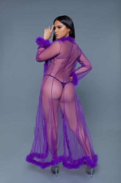 Plus Size Marabou Feather Robe - Plus Size XL-4XL - View 20