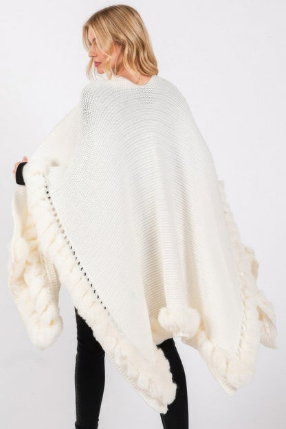 Plus Size Faux Fur Trim Cape - Plus Size XL-4XL - View 6