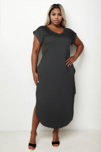 Plus Size Batwing Sleeve V Neck Maxi Dress - Plus Size XL-4XL - View 1