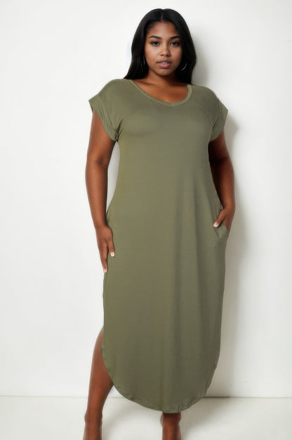 Plus Size Batwing Sleeve V Neck Maxi Dress - Plus Size XL-4XL - View 6