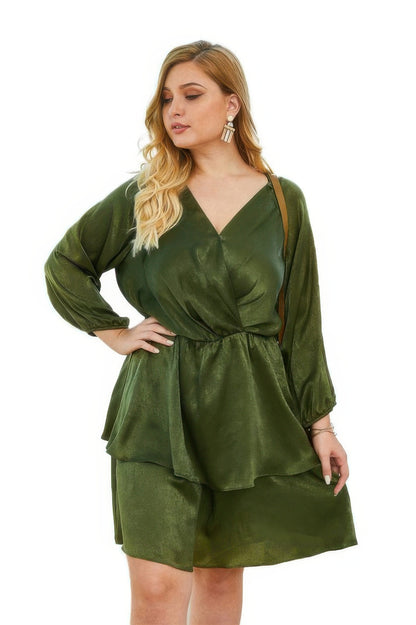 plus-size-v-neck-ruffled-dress