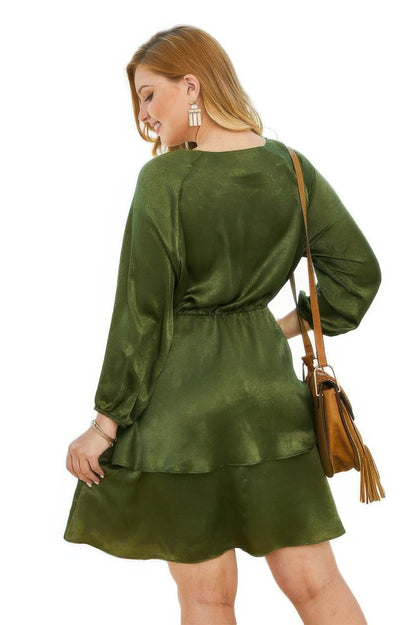 plus-size-v-neck-ruffled-dress