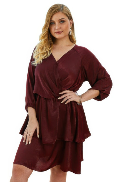 plus-size-v-neck-ruffled-dress