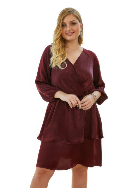 plus-size-v-neck-ruffled-dress