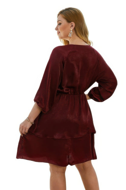 plus-size-v-neck-ruffled-dress