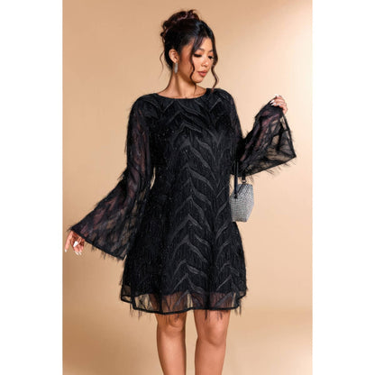 Plus Size Sequin Fringe Lace Short Dress - Plus Size XL-4XL - View 5