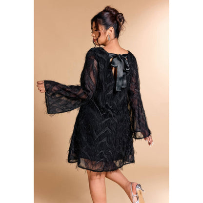Plus Size Sequin Fringe Lace Short Dress - Plus Size XL-4XL - View 6