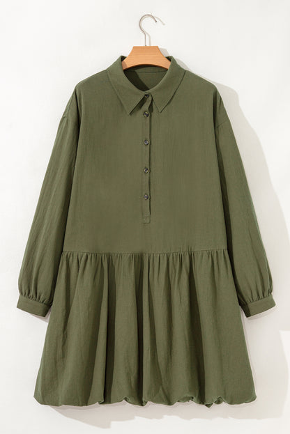 Plus Size Collar Half Button Mini Dress - Plus Size XL-4XL - View 8