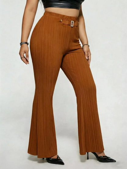 Plus Size High Waist Flare Pants - Plus Size XL-4XL - View 3