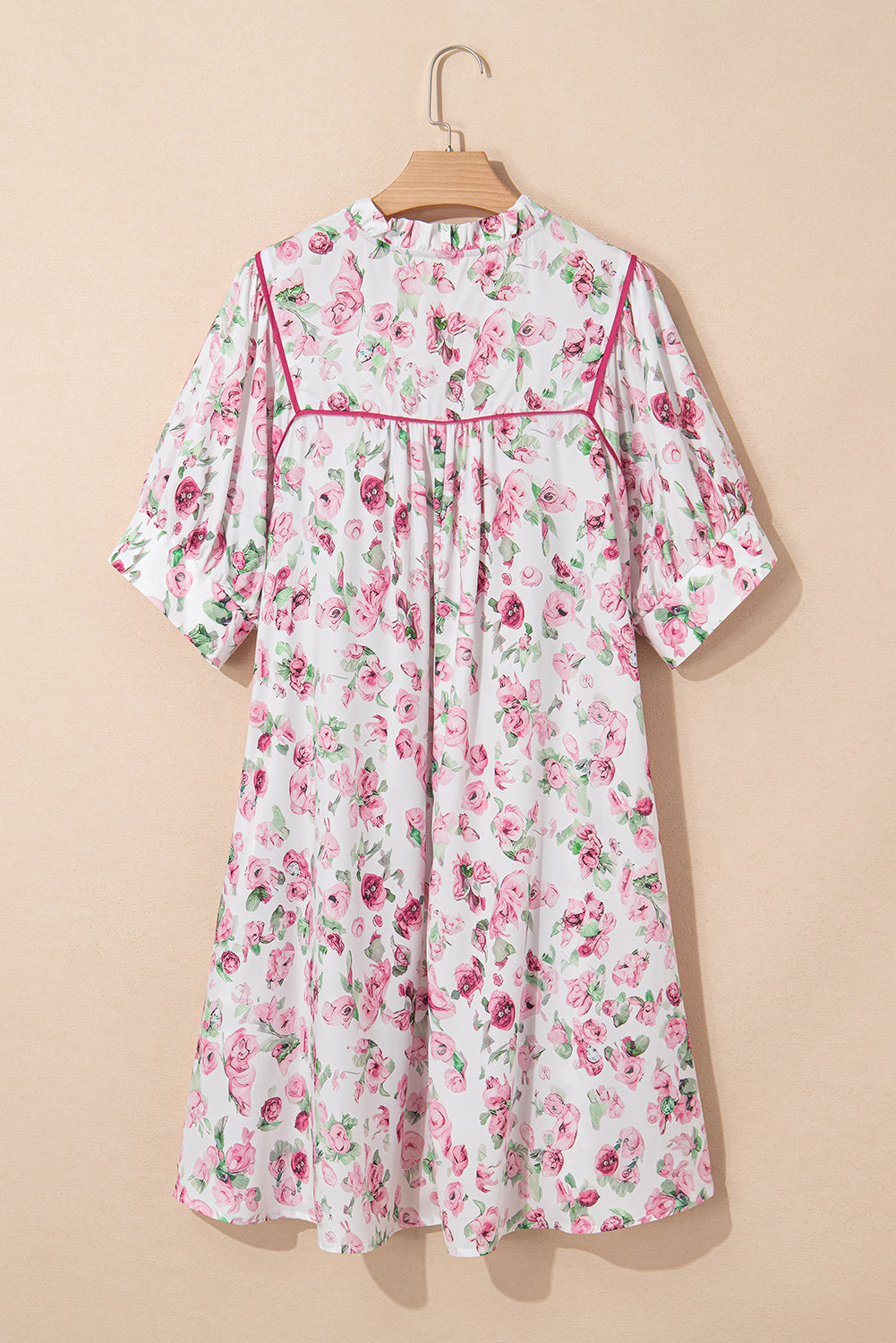Plus Size Floral Split Neck Mini Dress