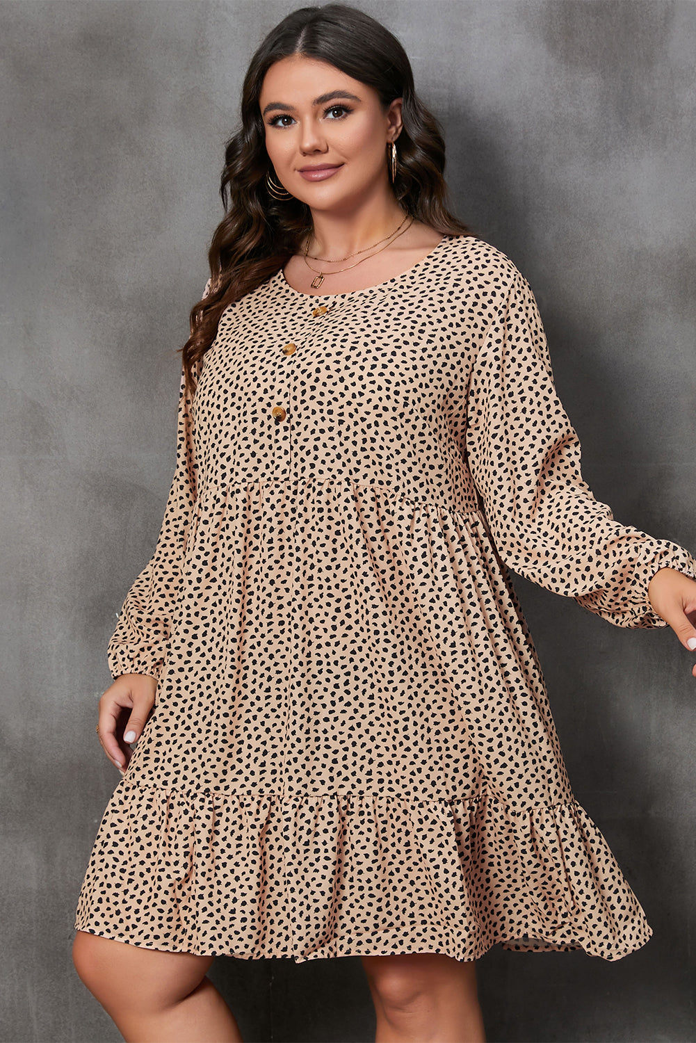 Plus Size Leopard Midi Dress