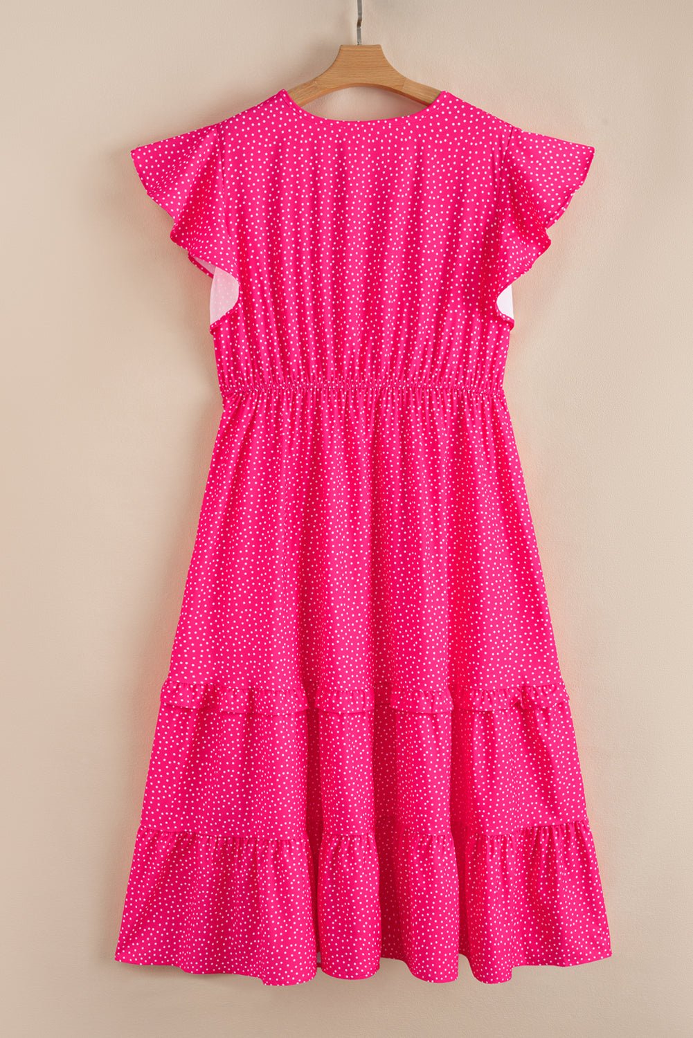 Plus Size Polka Dot Ruffled Smocked Midi Dress