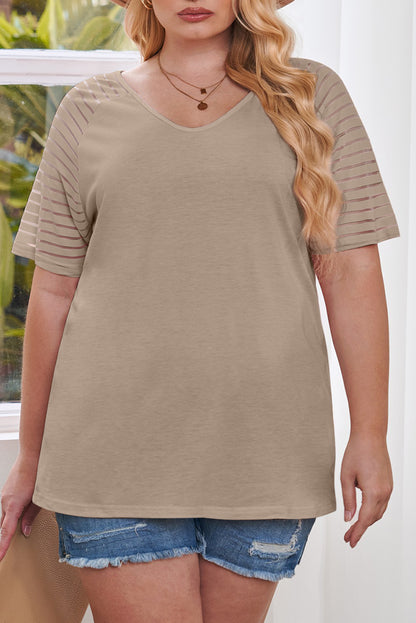 Plus Size Striped Raglan Sleeve Tee - Plus Size Clothing