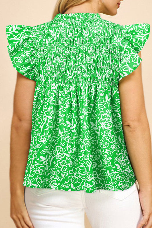 Plus Size Floral Flutter Sleeve Blouse - Plus Size XL-4XL - View 2