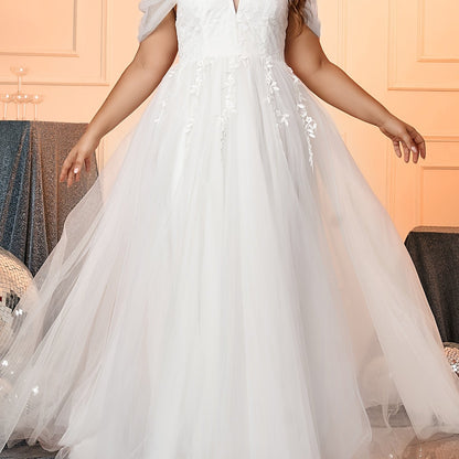 Plus Size Floral Wedding Dress - Plus Size XL-4XL - View 6