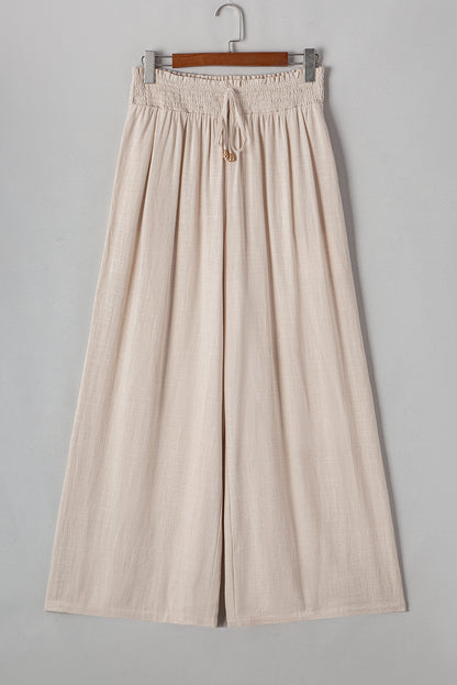 Plus Size Smocked High Waist Wide Leg Pants