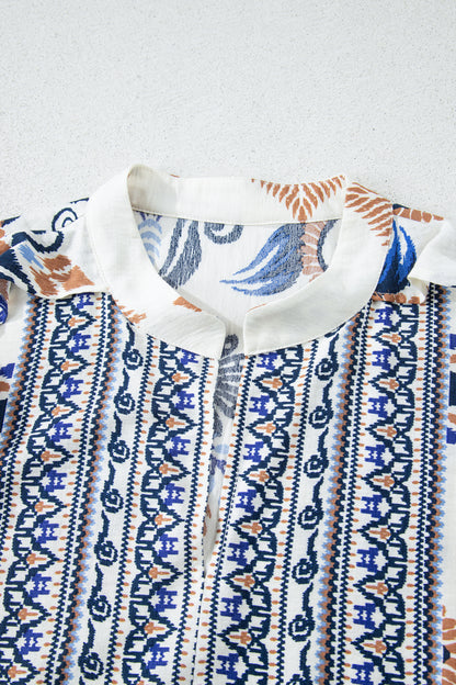 Plus Size Boho Print Split Neck Mini Dress - Plus Size XL-4XL - View 6