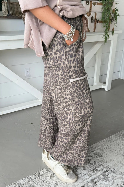 Plus Size Leopard Print Drawstring Pants - Plus Size XL-4XL - View 8