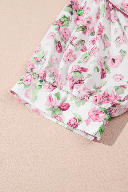 Plus Size Floral Split Neck Mini Dress
