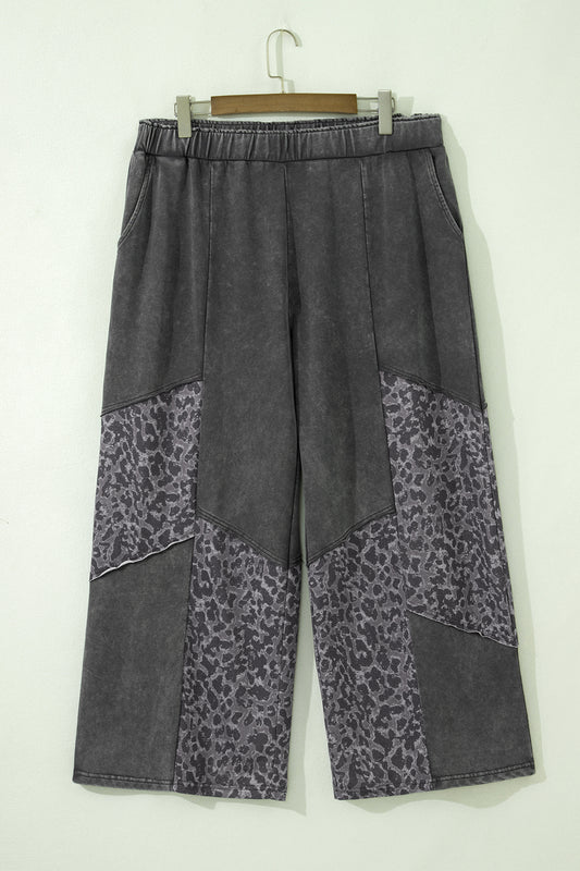 Plus Size Leopard Patchwork Wide Leg Pants - Plus Size XL-4XL - View 2