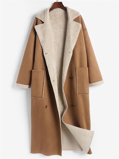 Plus Size Drop Shoulder Sherpa Longline Coat - Plus Size XL-4XL - View 4