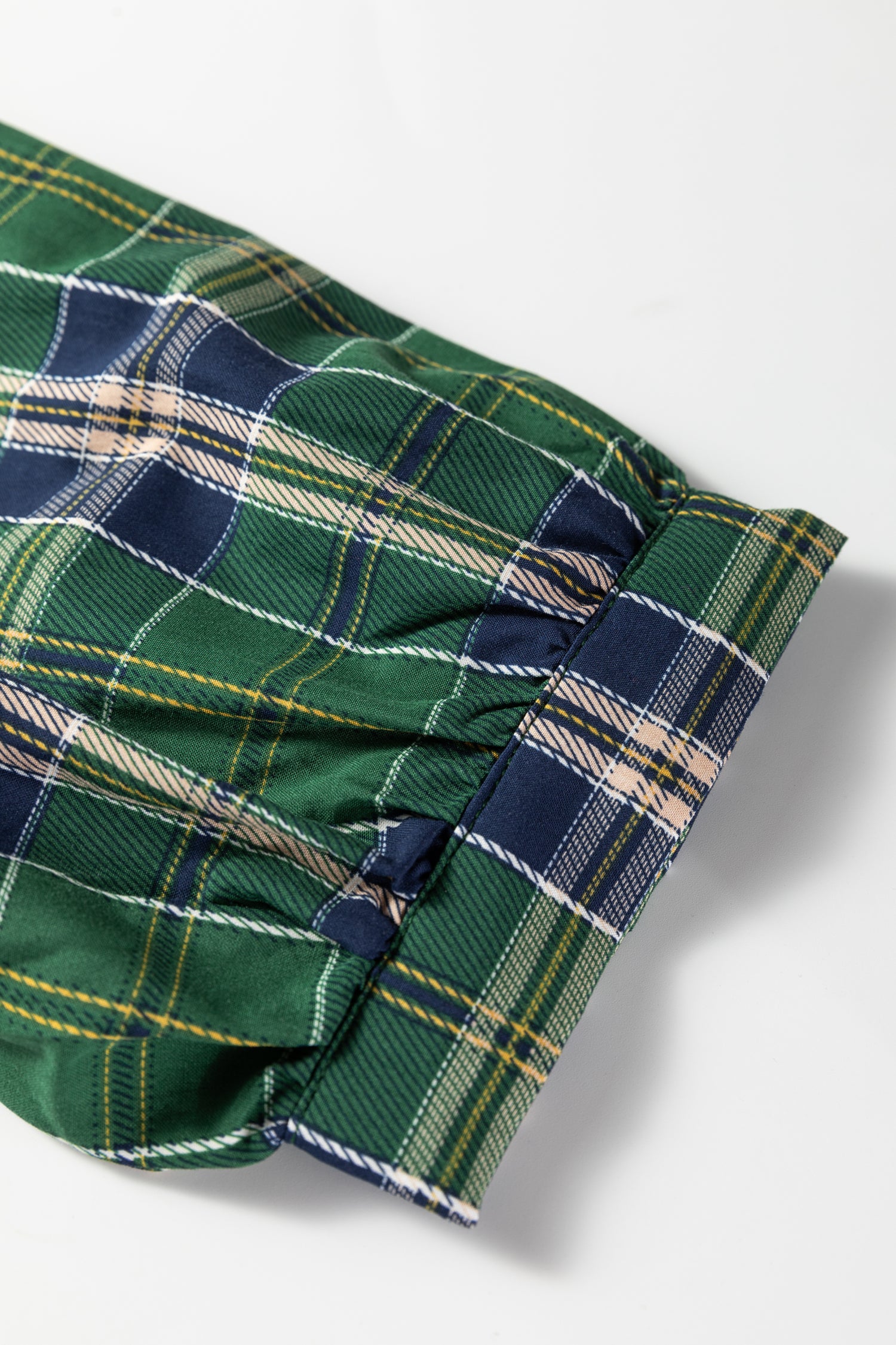 Plus Size Green Plaid Long Sleeve Notched Neck Shift Mini Dress - Plus Size XL-4XL - View 5