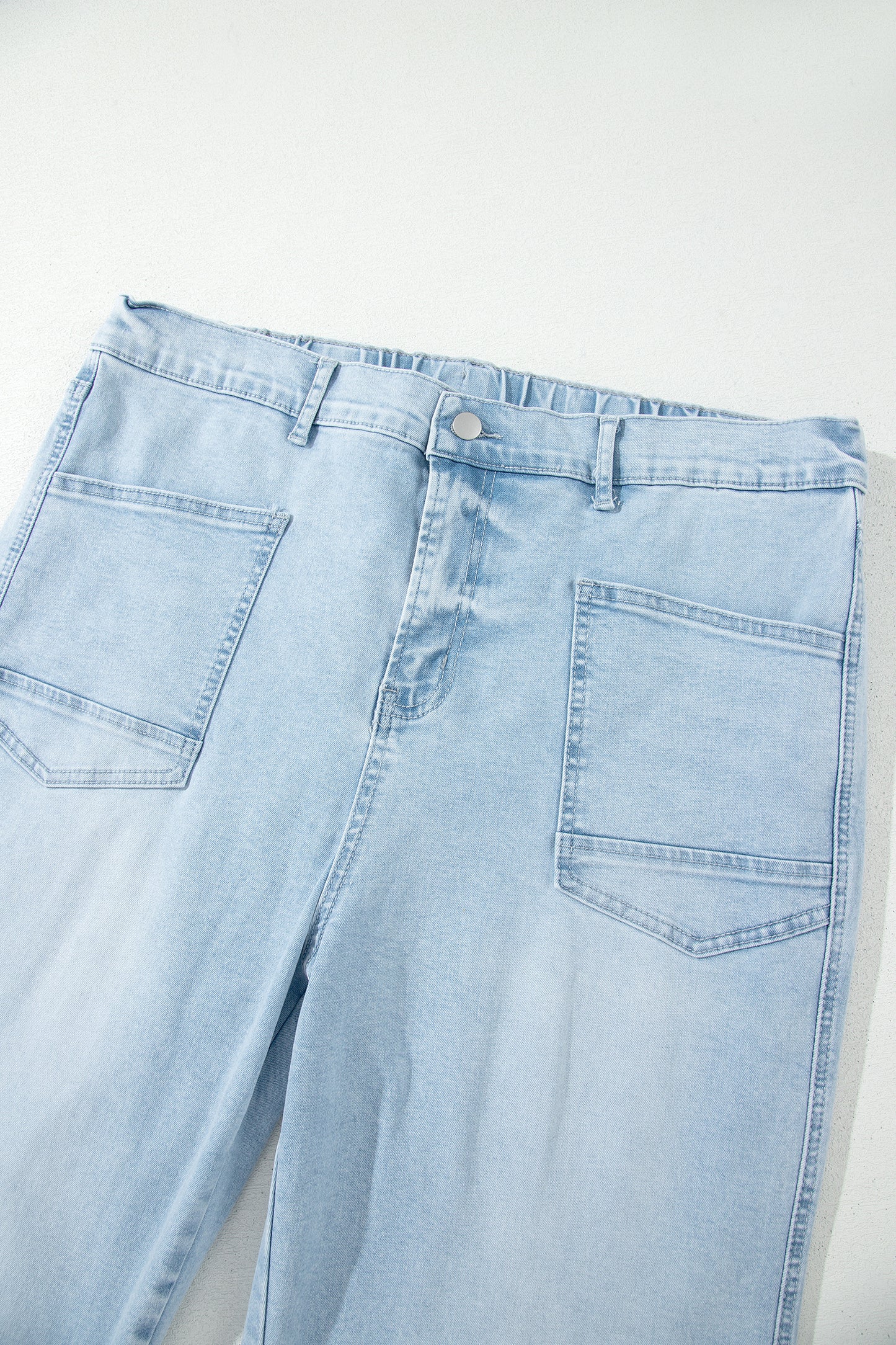 Plus Size Seam Detail Patch Pocket Shift Jeans - Plus Size Clothing
