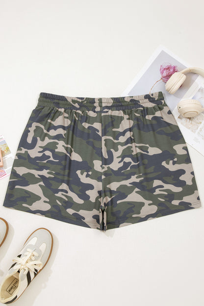 Plus Size Camo Shorts with Elastic Waist Tie - Plus Size XL-4XL - View 3