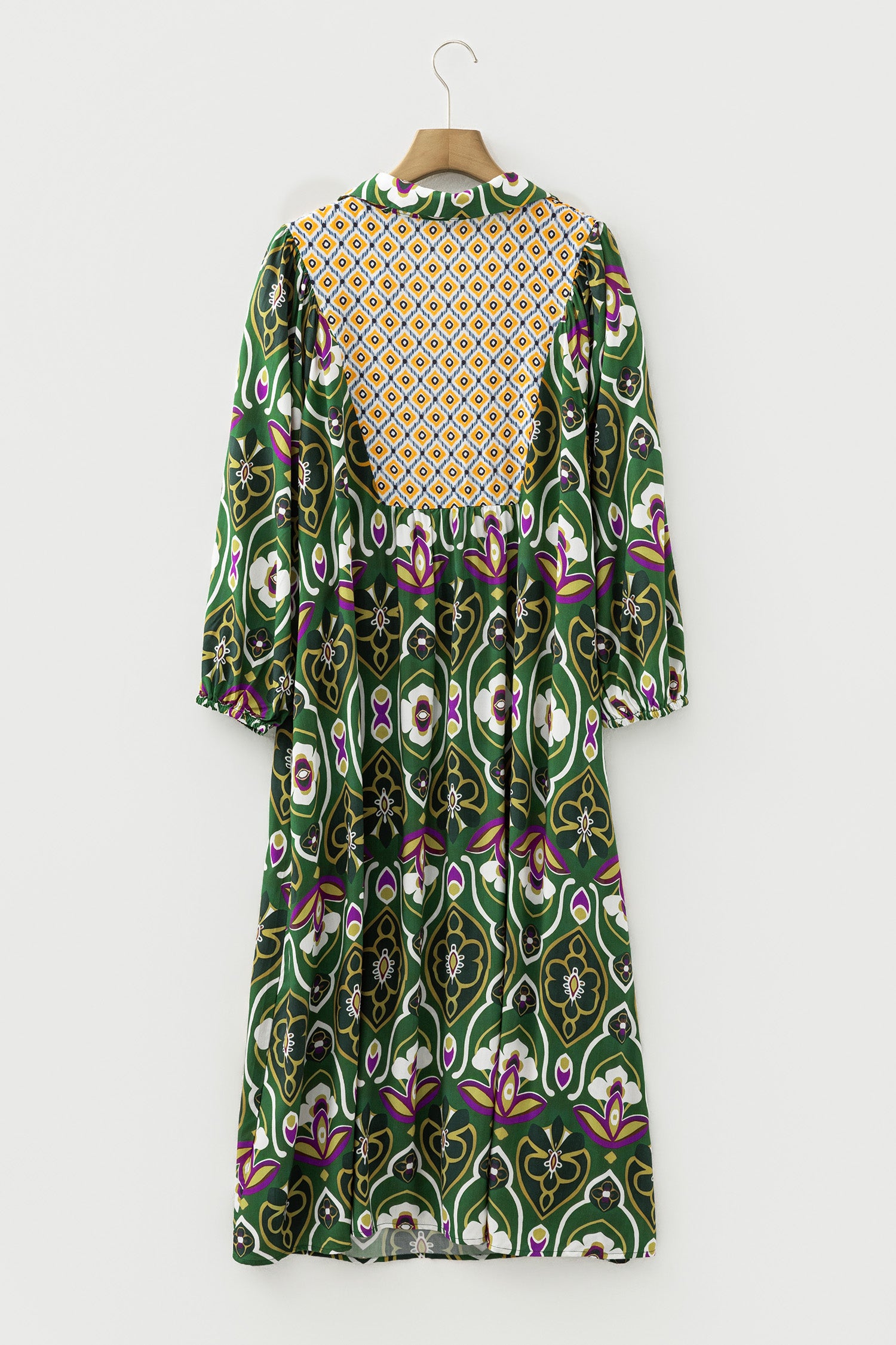 Plus Size Mixed Floral Patchwork V Neck Maxi Dress - Plus Size XL-4XL - View 5