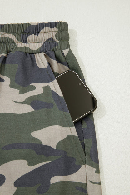 Plus Size Camo Shorts with Elastic Waist Tie - Plus Size XL-4XL - View 6