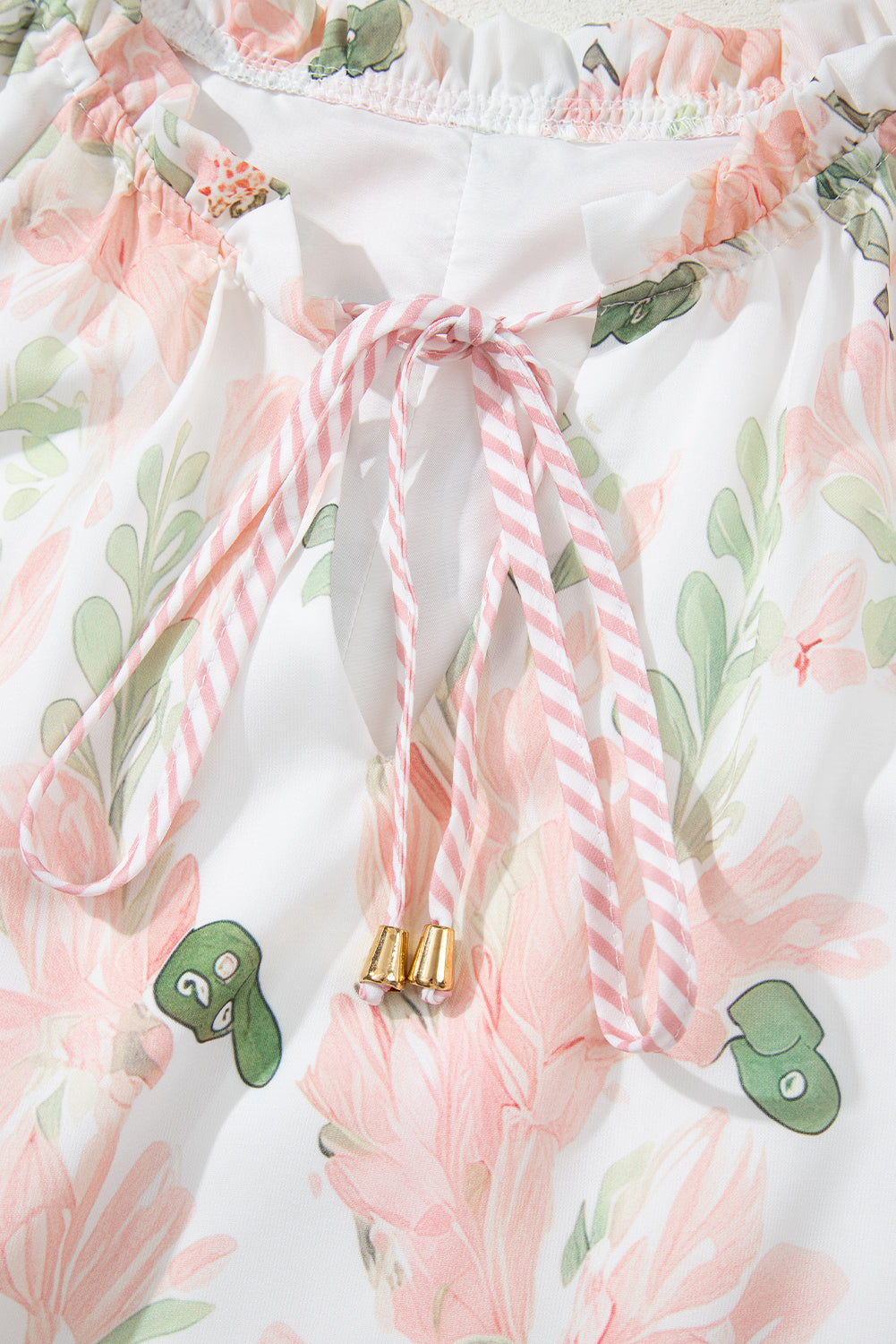 Plus Size Floral Print Striped Detail Short Dress
