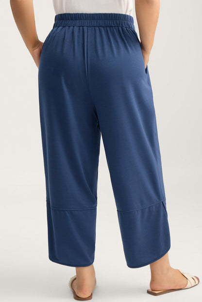 Plus Size Elastic Waist Asymmetrical Capris - Plus Size XL-4XL - View 5