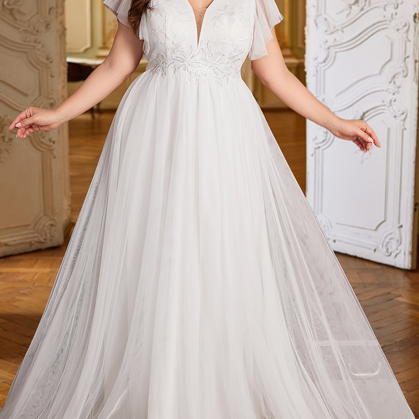 embroidered mesh wedding dress Colorful Embroidered Puffy romantic bohemian wedding dresses with Off-Shoulder Sweetheart Neckline, Overlay Tulle, and Champagne Bloom Flower