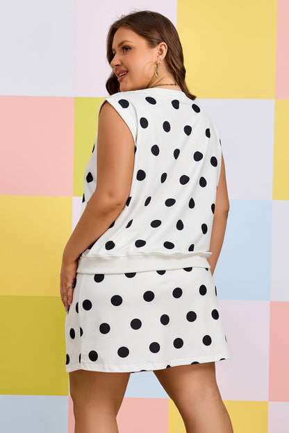 Plus Size Polka Dot Tank Split Skort Set - Plus Size XL-4XL - View 2