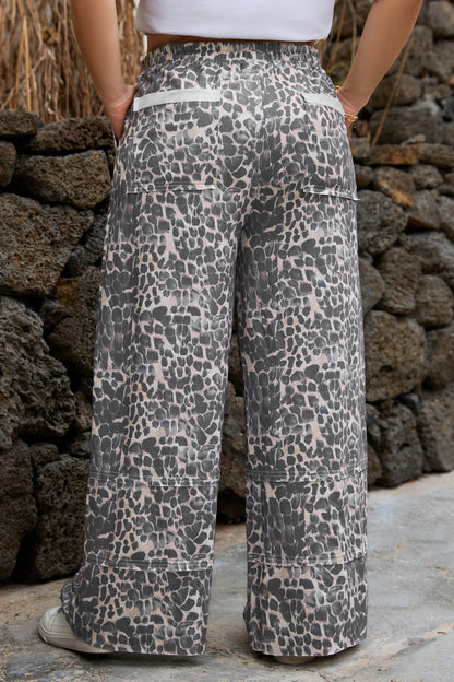 Plus Size Leopard Print Drawstring Pants - Plus Size XL-4XL - View 2