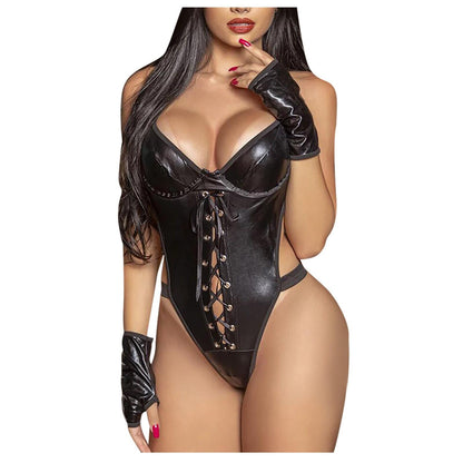 Plus Size Patent Leather Uniform Lingerie - Plus Size XL-4XL - View 3