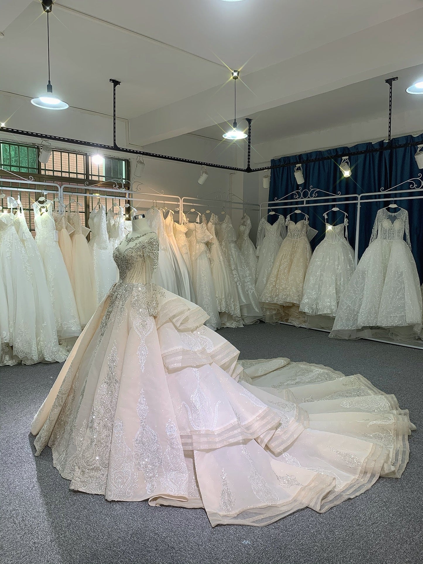 Beadings wedding dress with cathedral train - Plus Size Clothing