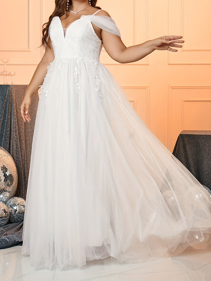 Plus Size Floral Wedding Dress - Plus Size XL-4XL - View 3