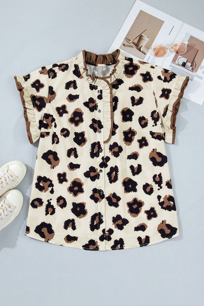 Plus Size Leopard Print Color Block Blouse - Plus Size XL-4XL - View 2