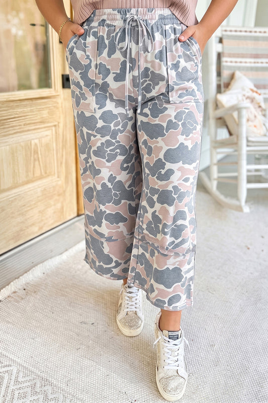 Plus Size Camo Print Patch Pocket Ankle Pants - Plus Size Clothing