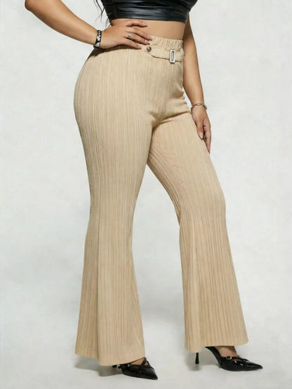 Plus Size High Waist Flare Pants - Plus Size XL-4XL - View 10