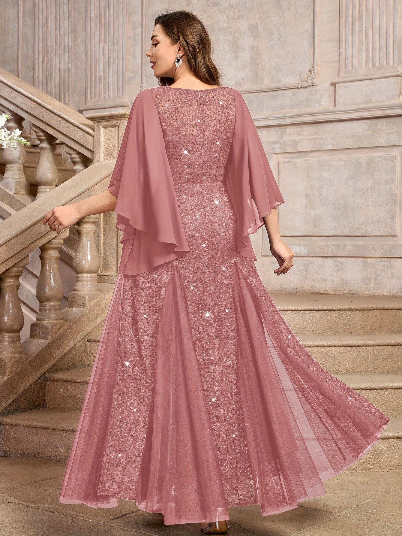 Floral Sequin Mermaid Evening Gown New