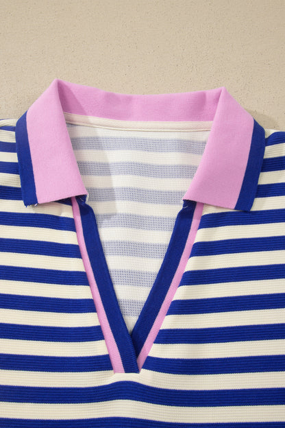Plus Size Striped Colorblock Shift Dress V Neck - Plus Size XL-4XL - View 5