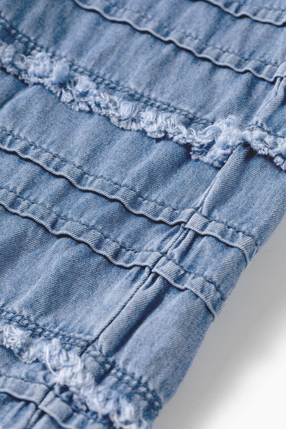 Plus Size Tiered Ruffled Wide Leg Denim Pants