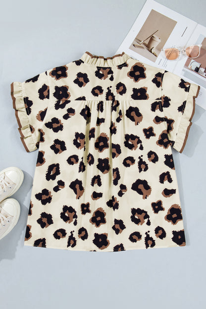 Plus Size Leopard Print Color Block Blouse - Plus Size XL-4XL - View 3