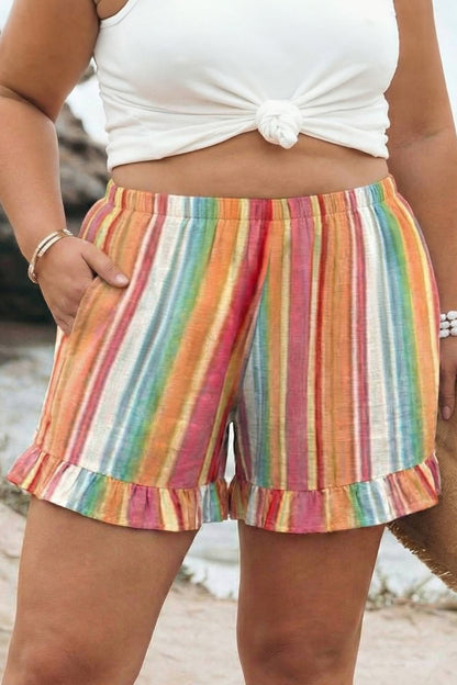 Plus Size Elastic Waist Ruffle Hem Shorts - Plus Size XL-4XL - View 6